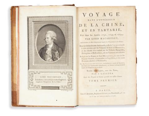 Macartney, [George] : Voyage dans l’intérieur de la Chine, et en Tartarie, fait dans les années 1792, 1793 et 1794, par Lord Macartney, ambassadeur du roi d'Angleterre auprès de l'empereur de la Chine; ...  Paris, an 6 de la République (1798). F. Buisson 