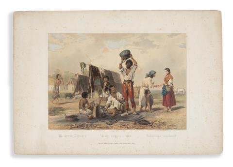 Vándor czigány-telep. Vázlatok Magyarhon népéletéből. X.   Düsseldorf, 1855, Lith. Arnz & Comp, 