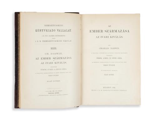 Darwin, Charles: Az ember származása és az ivari kiválás.  I-II. kötet.   Budapest, 1884. K. M. Természettudományi Társulat. [Franklin Ny.] 
