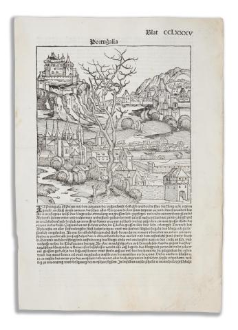 Schedel, Hartmann: Portugalia -  Welchem land. Schedel Blat CCLXXXV  Nürnberg, 1493, Anton Koberger 