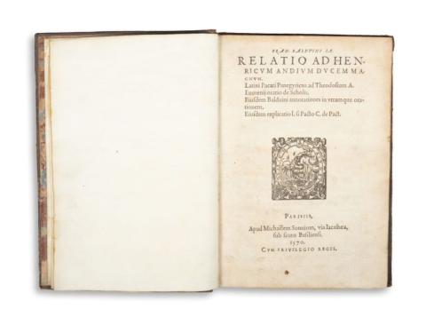 Balduin, François: Relatio ad Henricum Andium ducem magnum. Latini Pacati panegyricus ad Theodosium A(ugustum). Eumenij oratio de scholis...  Parisiis, 1570. apud Michaëlem Sonnium. 