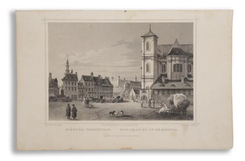 Pozsony látképe: Hunfalvy, [János] Johann - Rohbock, Ludwig: Széntér Pozsonyban. Kohlmarkt in Pressburg  Darmstadt, 1864, Druck & Verlag von Gustav Georg Lange 