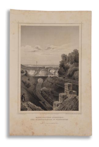 Pozsony látképe: Hunfalvy János - Rohbock, Ludwig – Vaspályaudvar Posonban. Der eisenbahnhof in Pressburg  Darmstadt, 1864, Druck & Verlag von Gustav Georg Lange 
