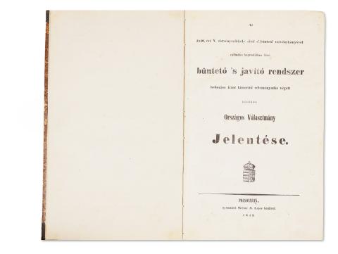Az 1840. évi V. törvényczikkely által a' büntető törvénykönyvvel válhatlan kapcsolatban lévő büntető 's javító rendszer ...behozása iránt kimerítő véleményadás végett kiküldött országos Választmány üléseinek jegyzőkönyve.   