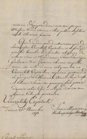 Esterházy Miklós herceg (1765-1833) tábornok saját kezűleg aláírt, latin nyelvű levele a soproni káptalan részére.